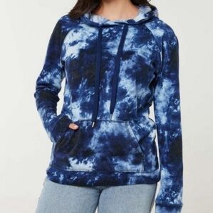 2/$15 Tie-Dye Fleece Hoodie Blue | Womens Ardene HOODIES